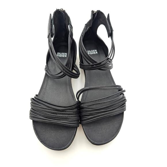 Eileen Fisher Shae Strappy Sandal Back Zip Women's Black Size US9 EU39.5 - Picture 12 of 13